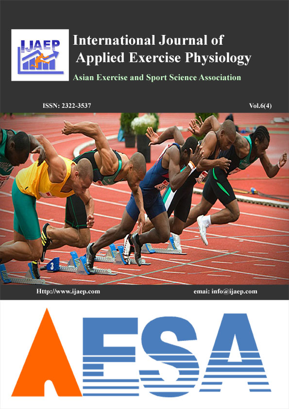 Applied journal. Journal of applied Physiology. International Journal. Journal of exercise Physiology. International Journal of applied exercise Physiology EISSN: 2322-3537.