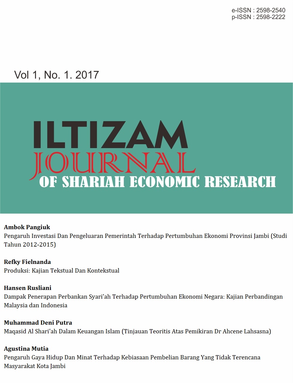 Iltizam Journal Of Shariah Economic Research Ici Journals Master List